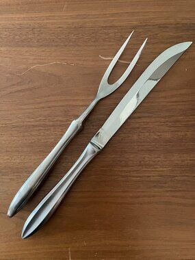 Vintage MCM Mid Century Stainless Steel Carving Knife Fork Boxed Set